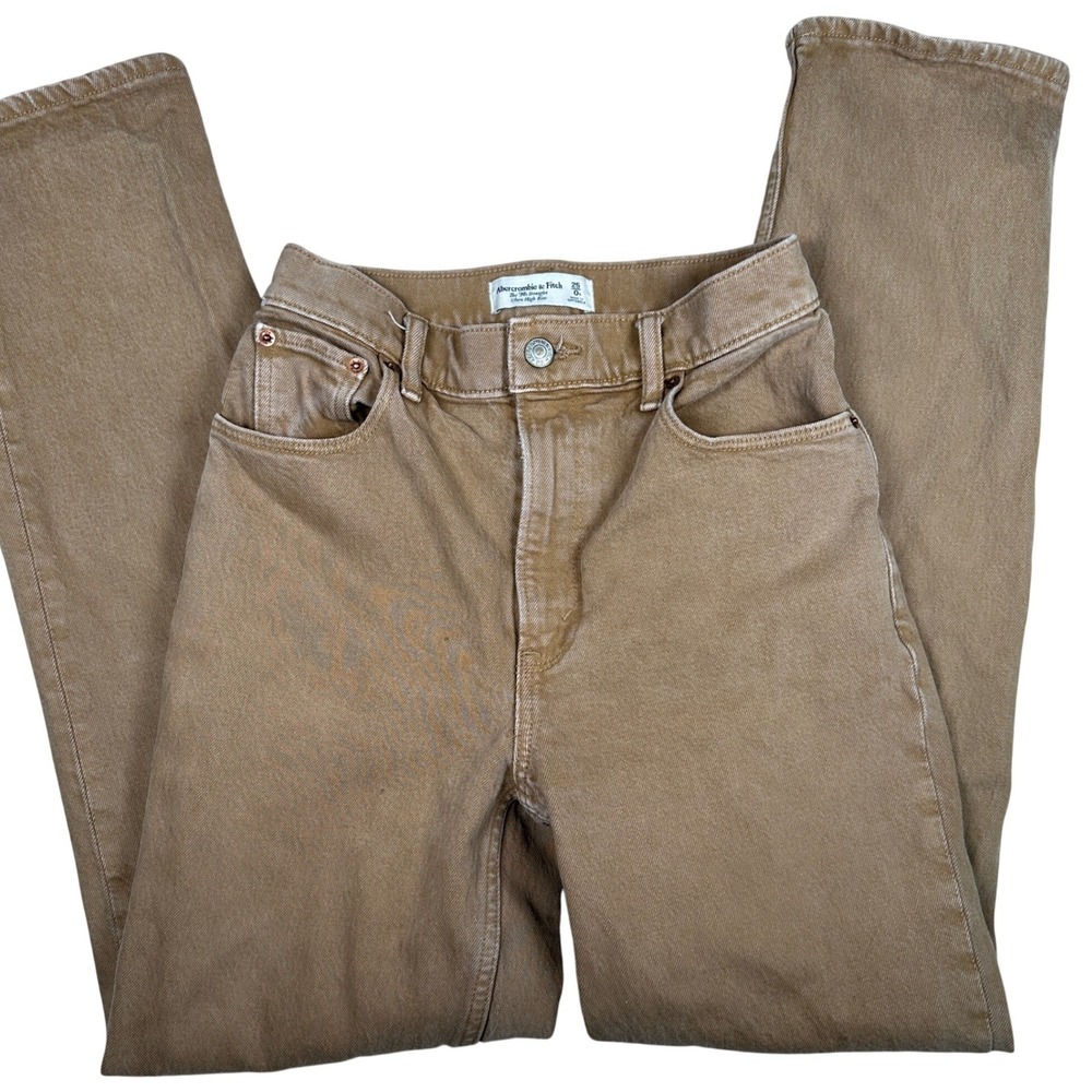 Abercrombie & Fitch 90s‎ Straight Ultra High Rise Jeans Tan Brown Womens 25 0